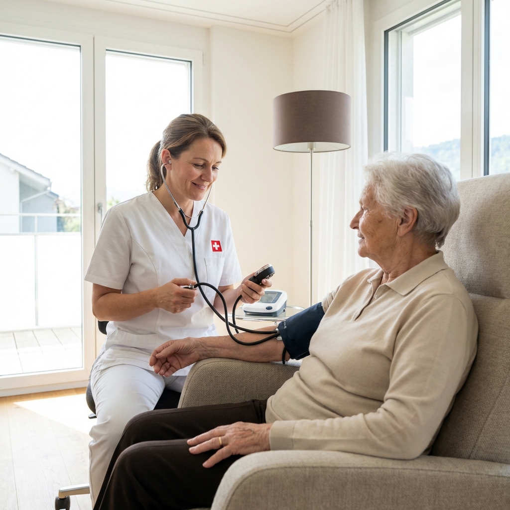 Infirmière prenant soin d'une patiente âgée à domicile